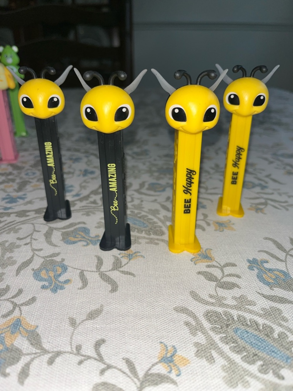 Bee Happy and Bee Amazing Pez Dispensers - Yellow and Black Bee Heads